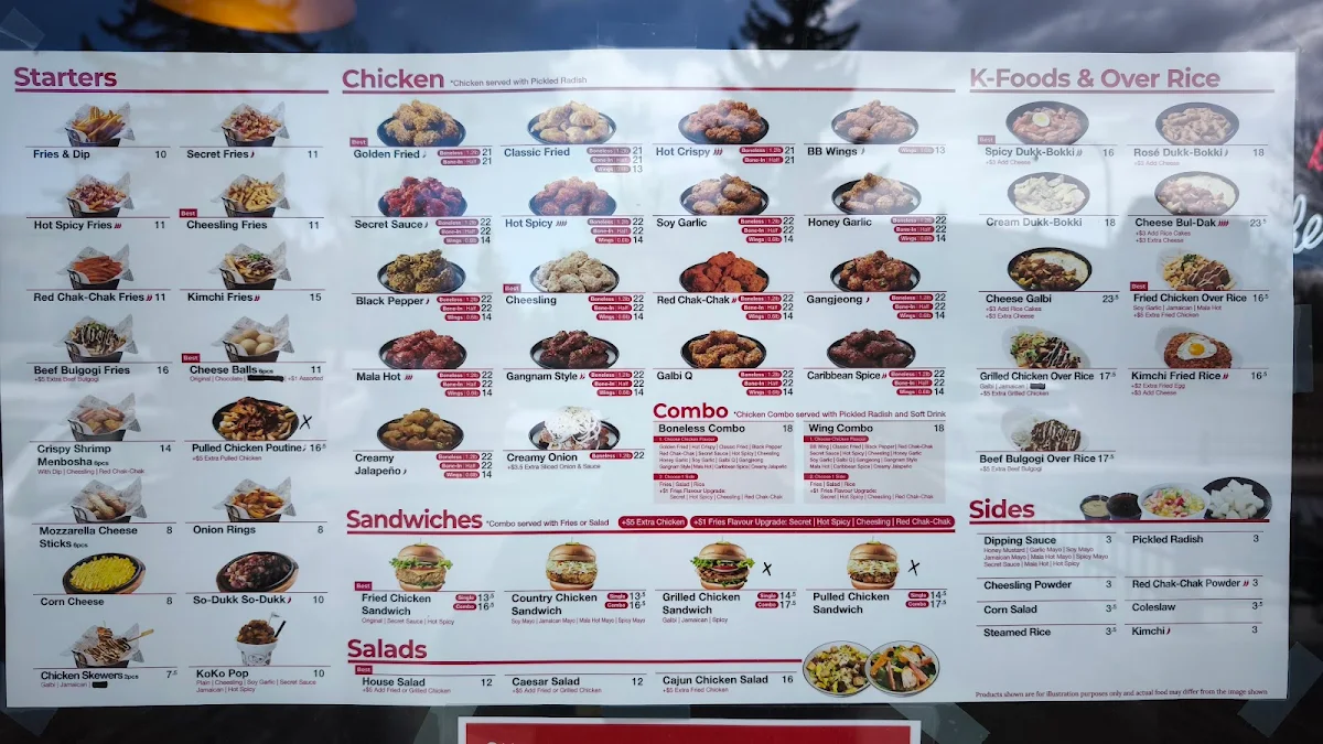 Menu, bb.q Chicken West Edmonton