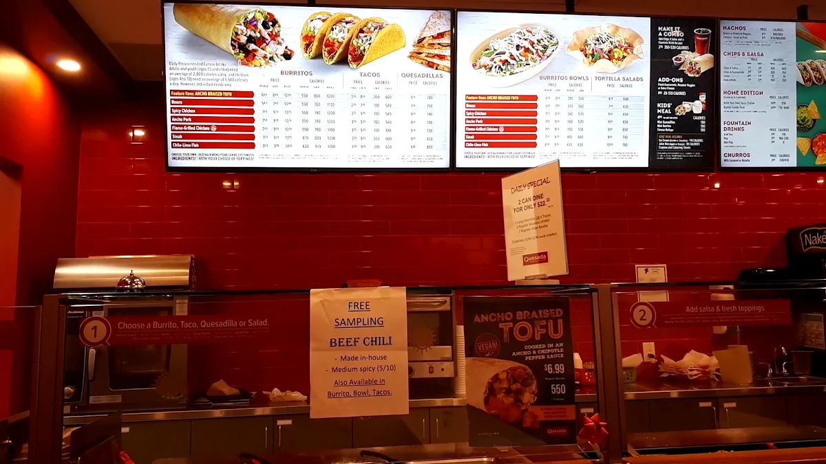 Menu, Quesada Burritos & Tacos