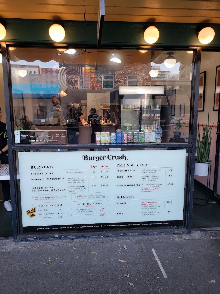Menu, Burger Crush