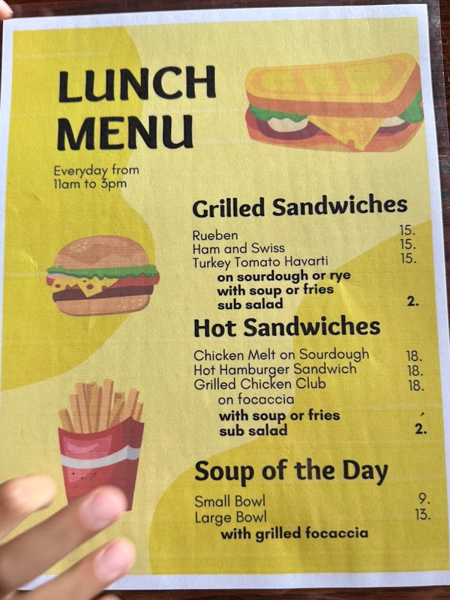 Menu, Sossy's Saloon