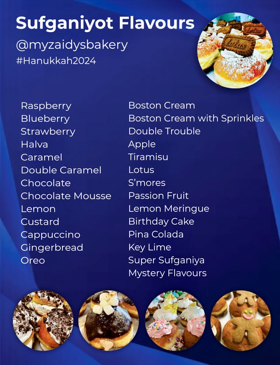 Menu, My Zaidys Bakery