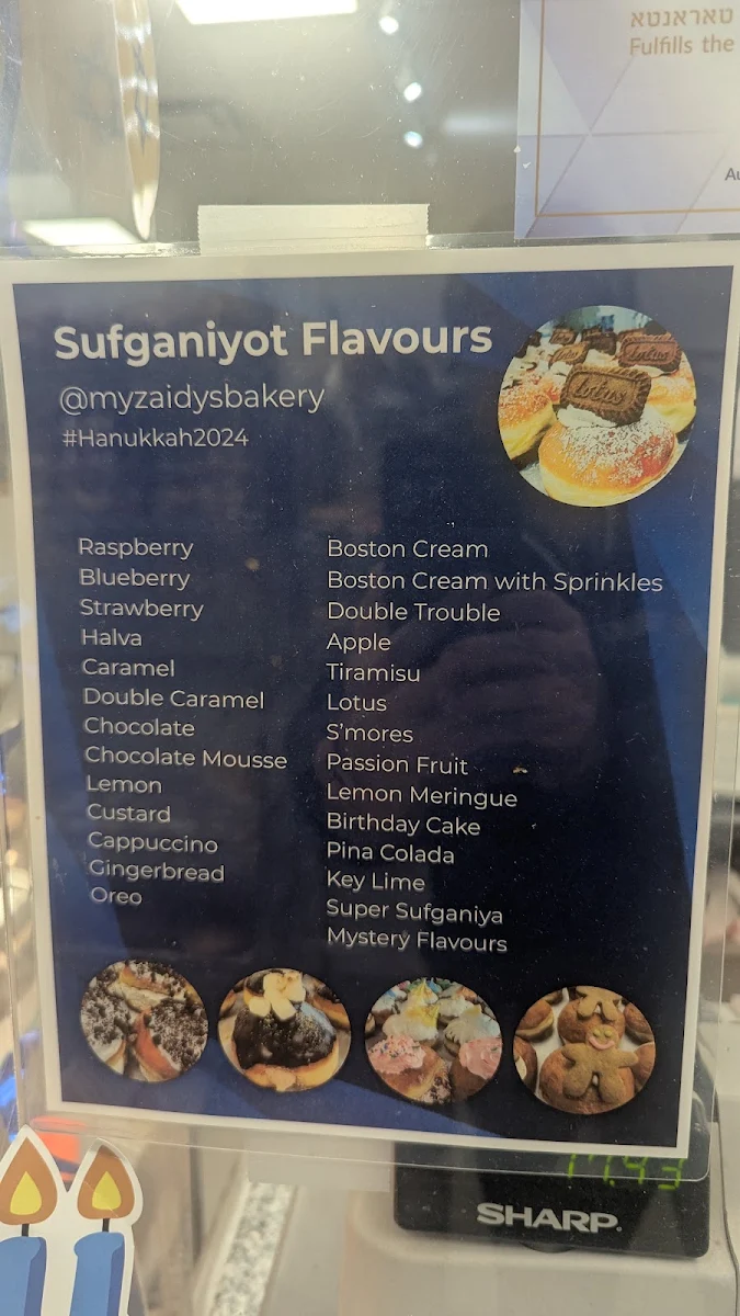 Menu, My Zaidys Bakery