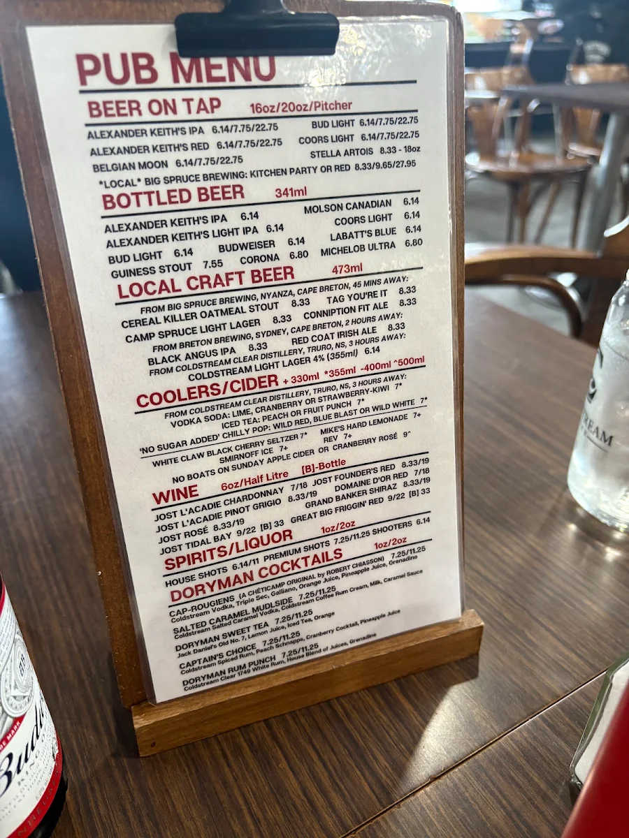 Menu, The Doryman Pub and Grill