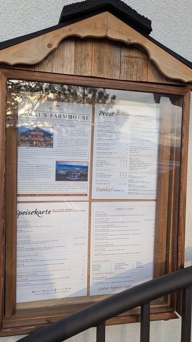 Menu, Gerni’s Farmhouse - Adult Only 16+