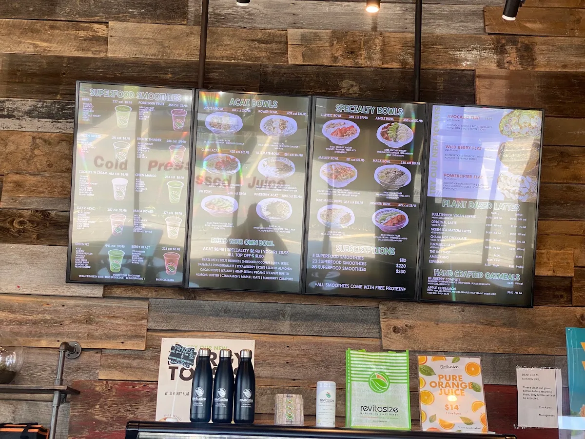 Menu, Revitasize - Thornhill (Centre St)