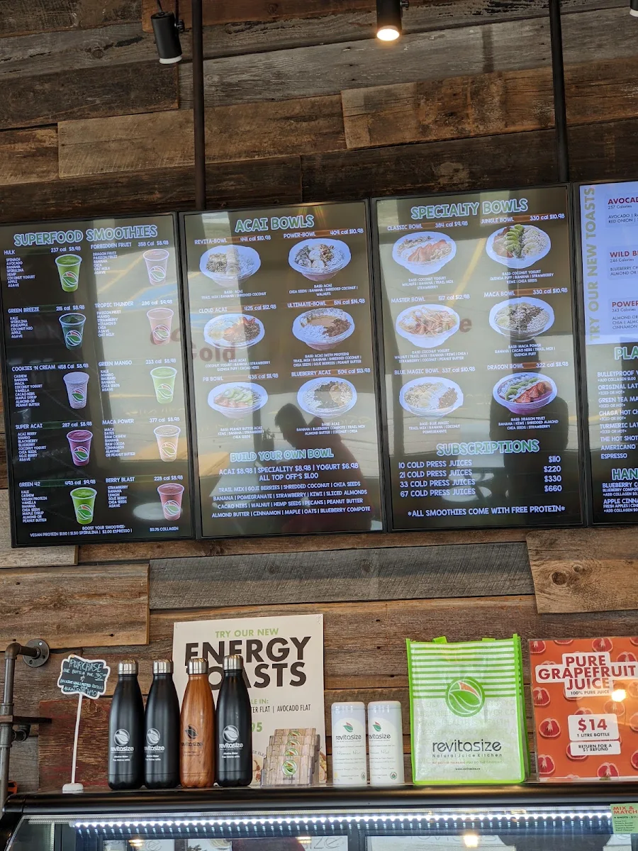 Menu, Revitasize - Thornhill (Centre St)