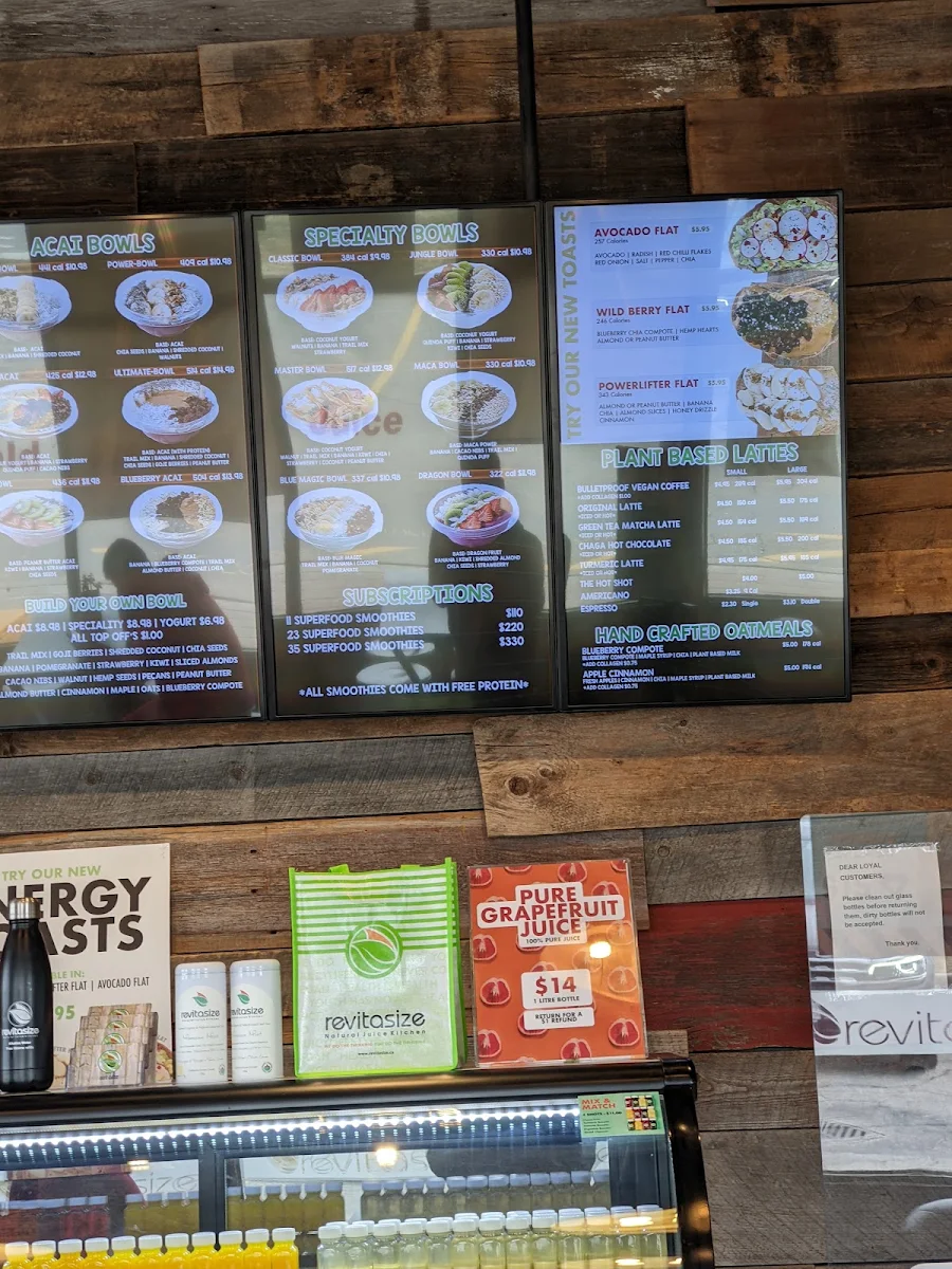 Menu, Revitasize - Thornhill (Centre St)
