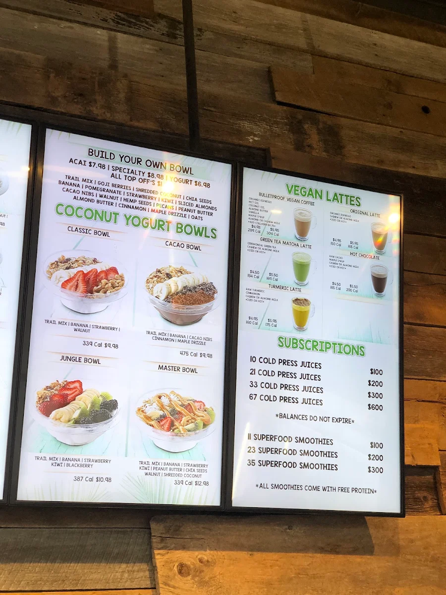 Menu, Revitasize - Thornhill (Centre St)