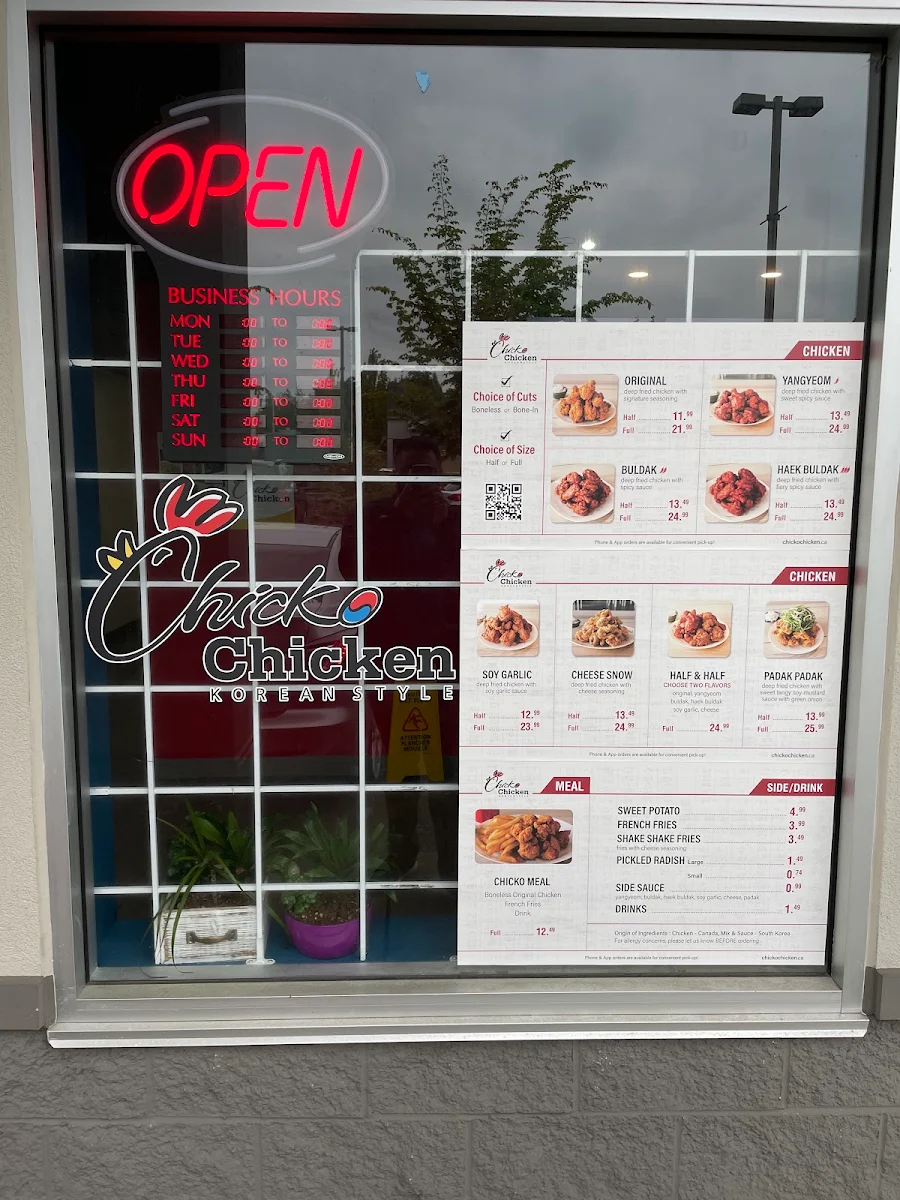 Menu, Chicko Chicken
