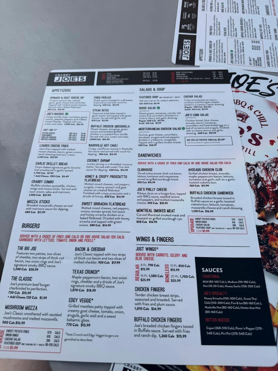 Menu, Crabby Joe's Bar • Grill
