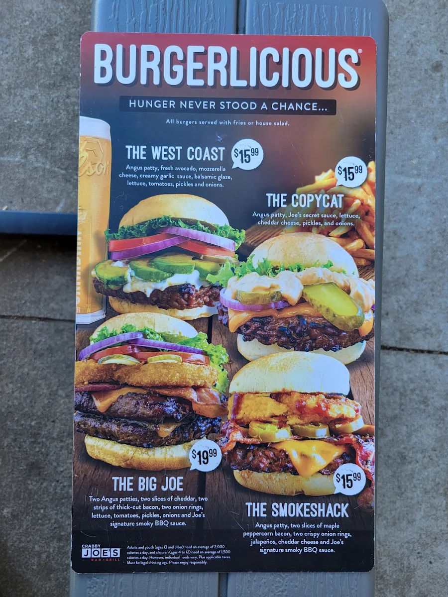 Menu, Crabby Joe's Bar • Grill