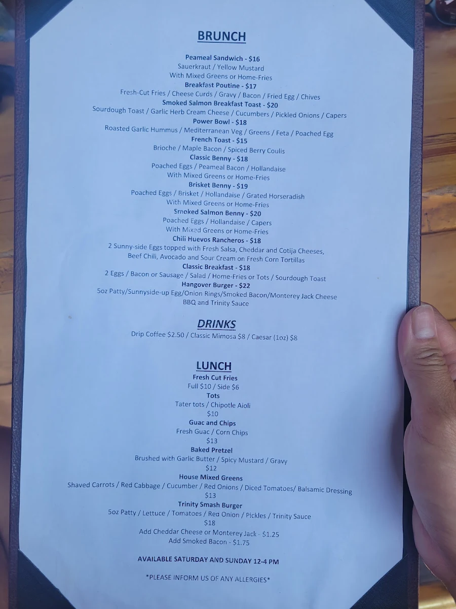 Menu, Trinity Common