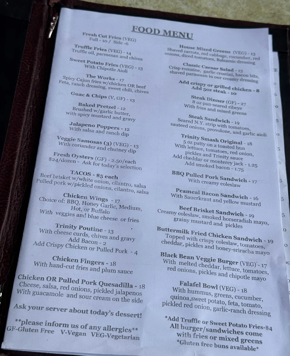 Menu, Trinity Common
