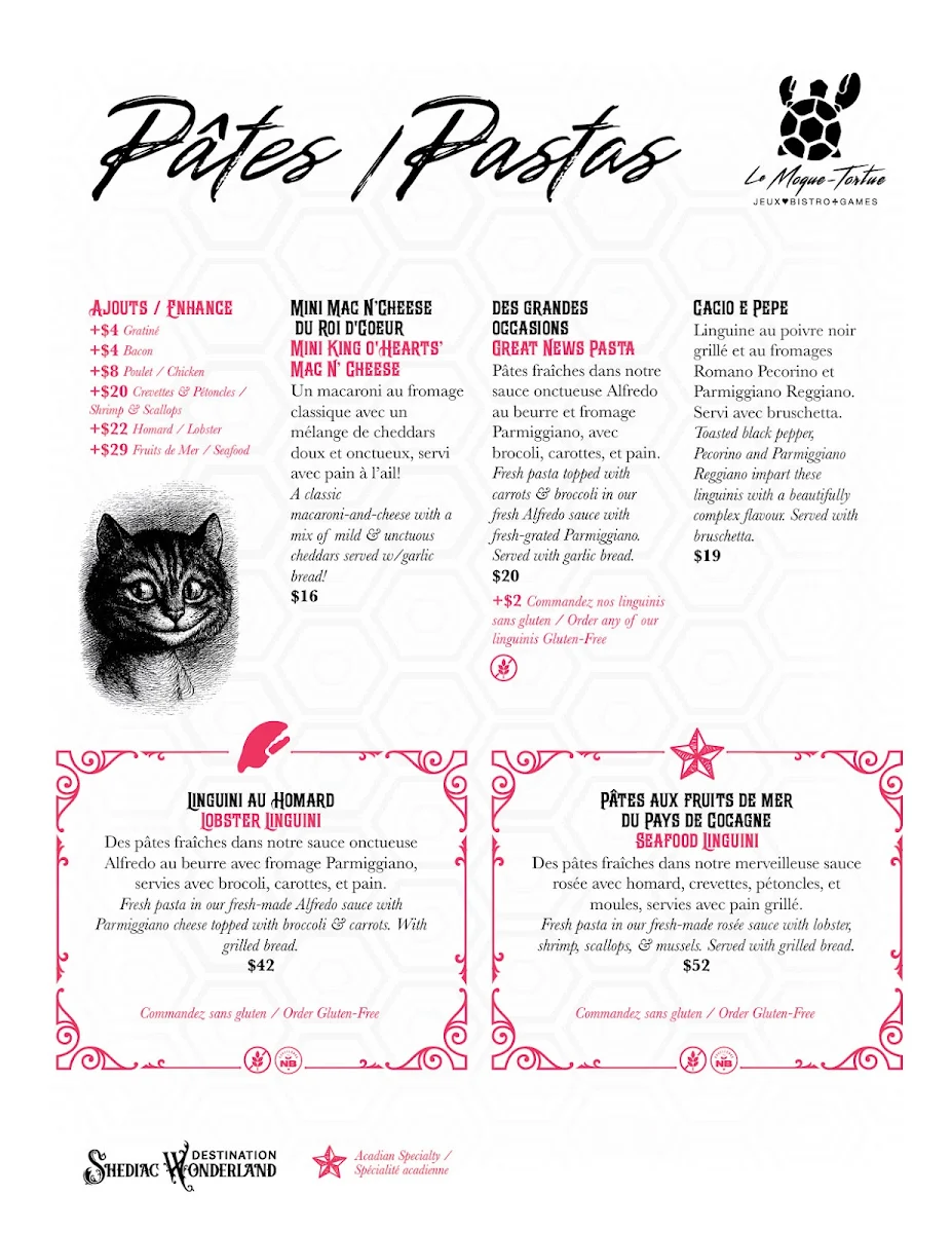 Menu, Le Moque-Tortue