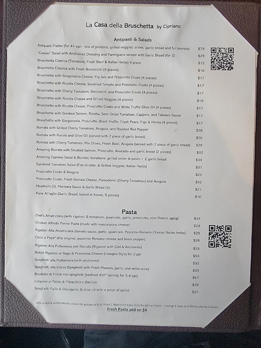 Menu, My Cucina by Cipriano