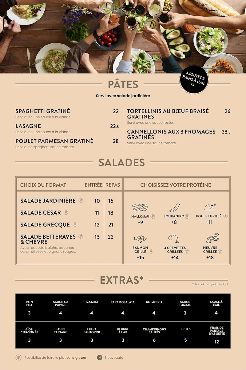 Menu, Table Grecque