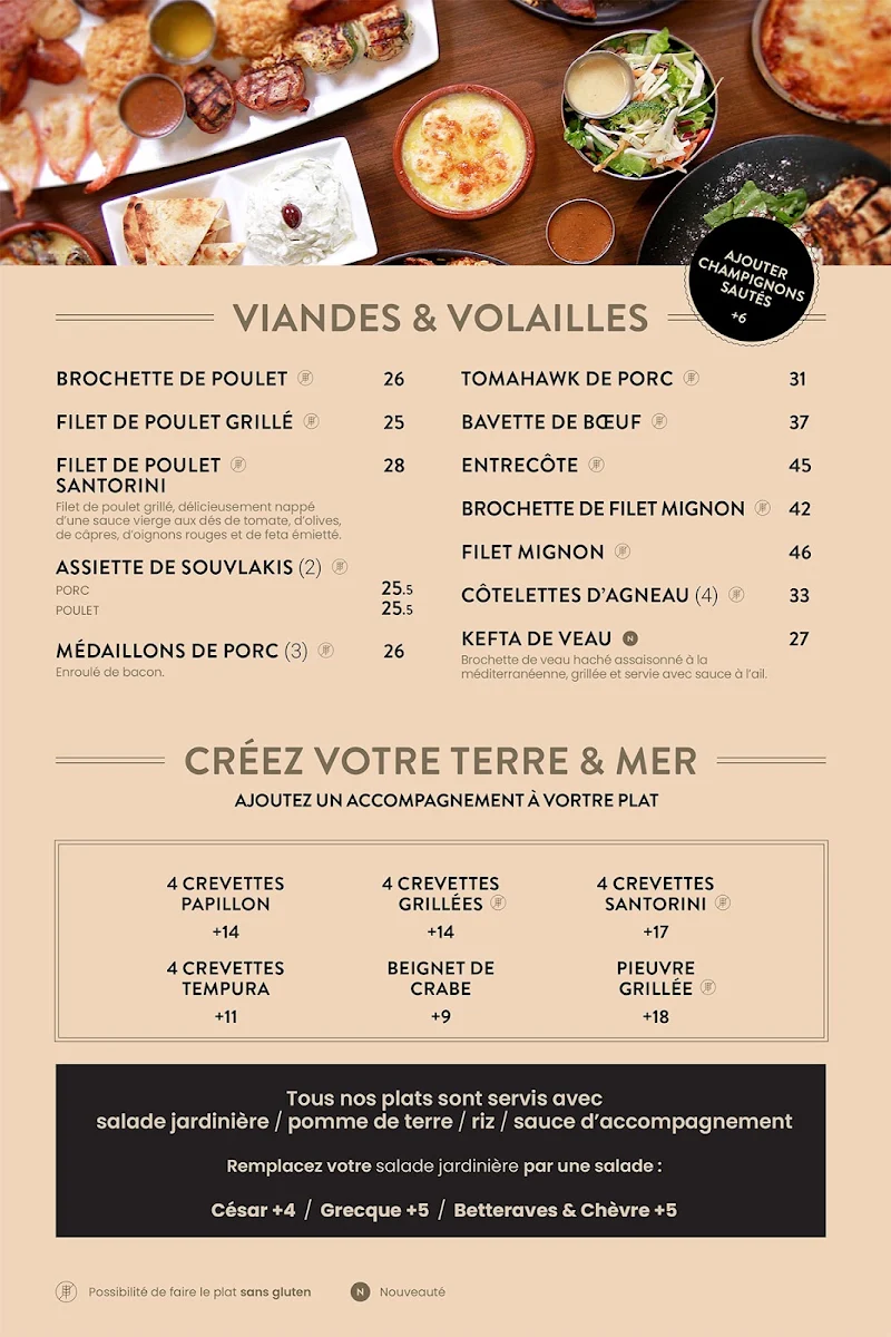 Menu, Table Grecque