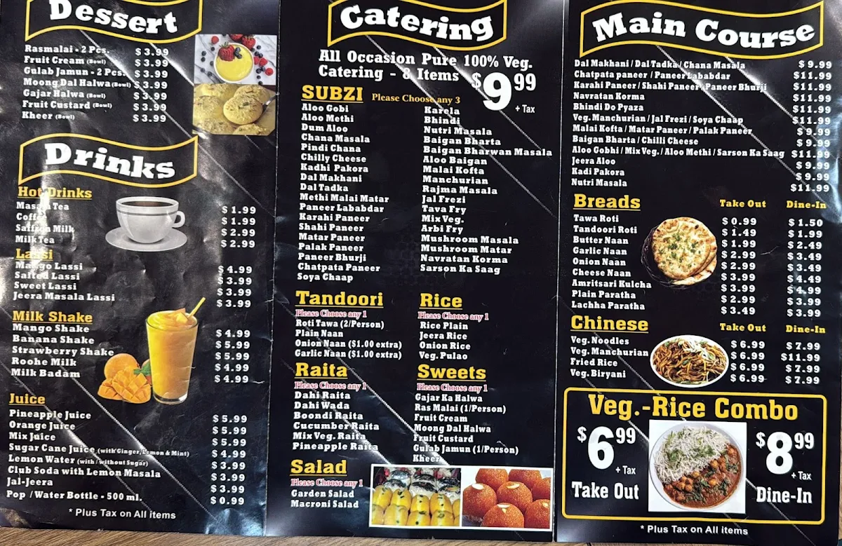 Menu, Village of India Sweets & Restaurant - London