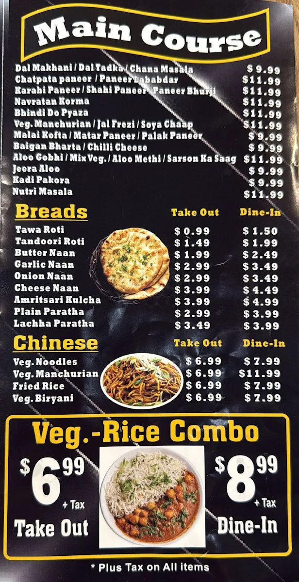 Menu, Village of India Sweets & Restaurant - London