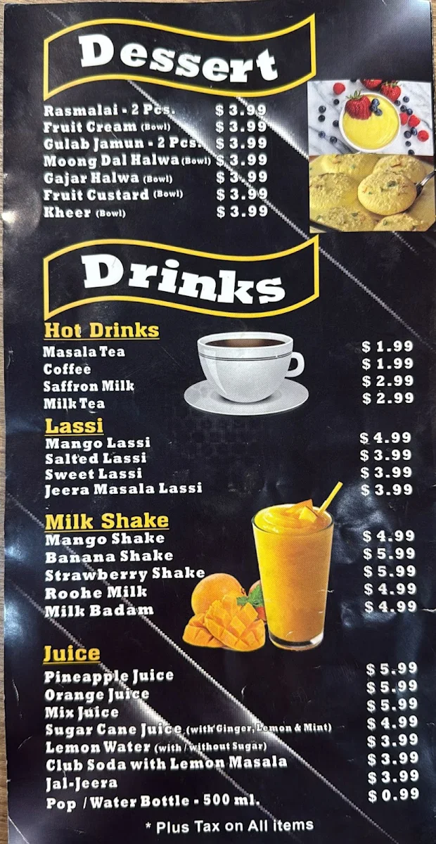 Menu, Village of India Sweets & Restaurant - London