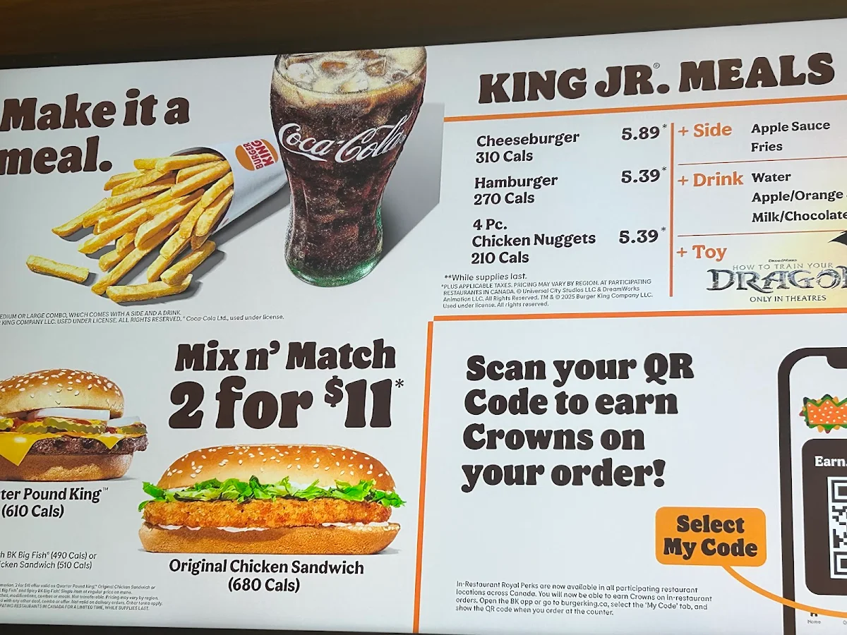 Menu, Burger King