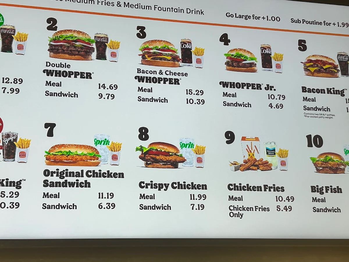 Menu, Burger King
