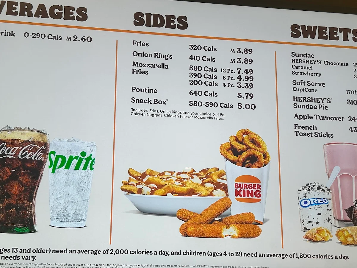Menu, Burger King