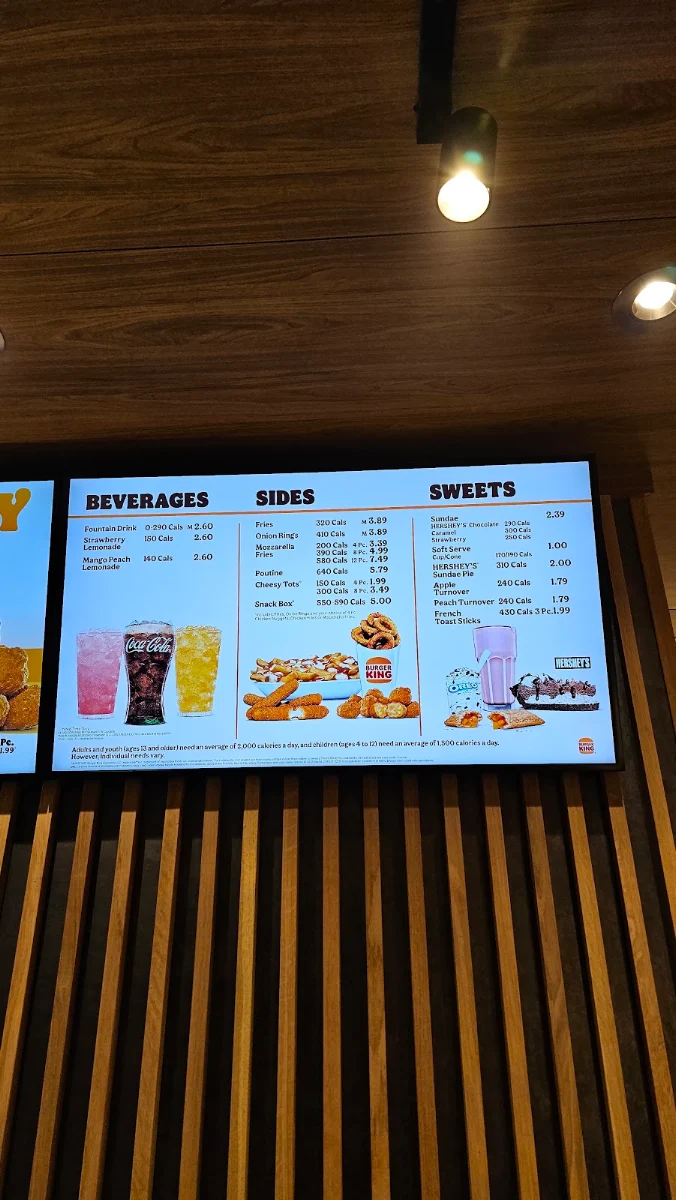 Menu, Burger King
