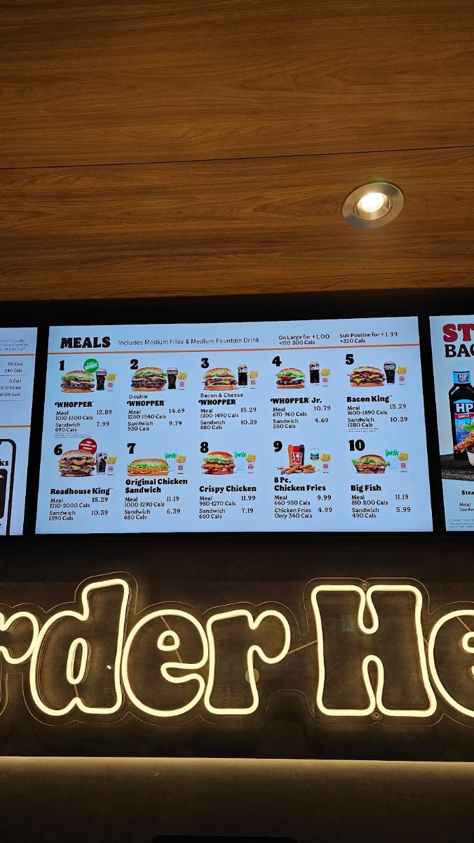 Menu, Burger King