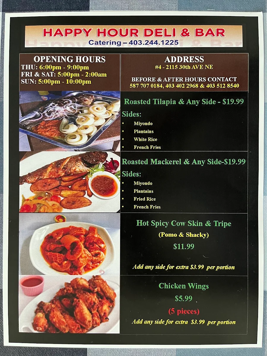 Menu, Happy Hour Deli & Bar
