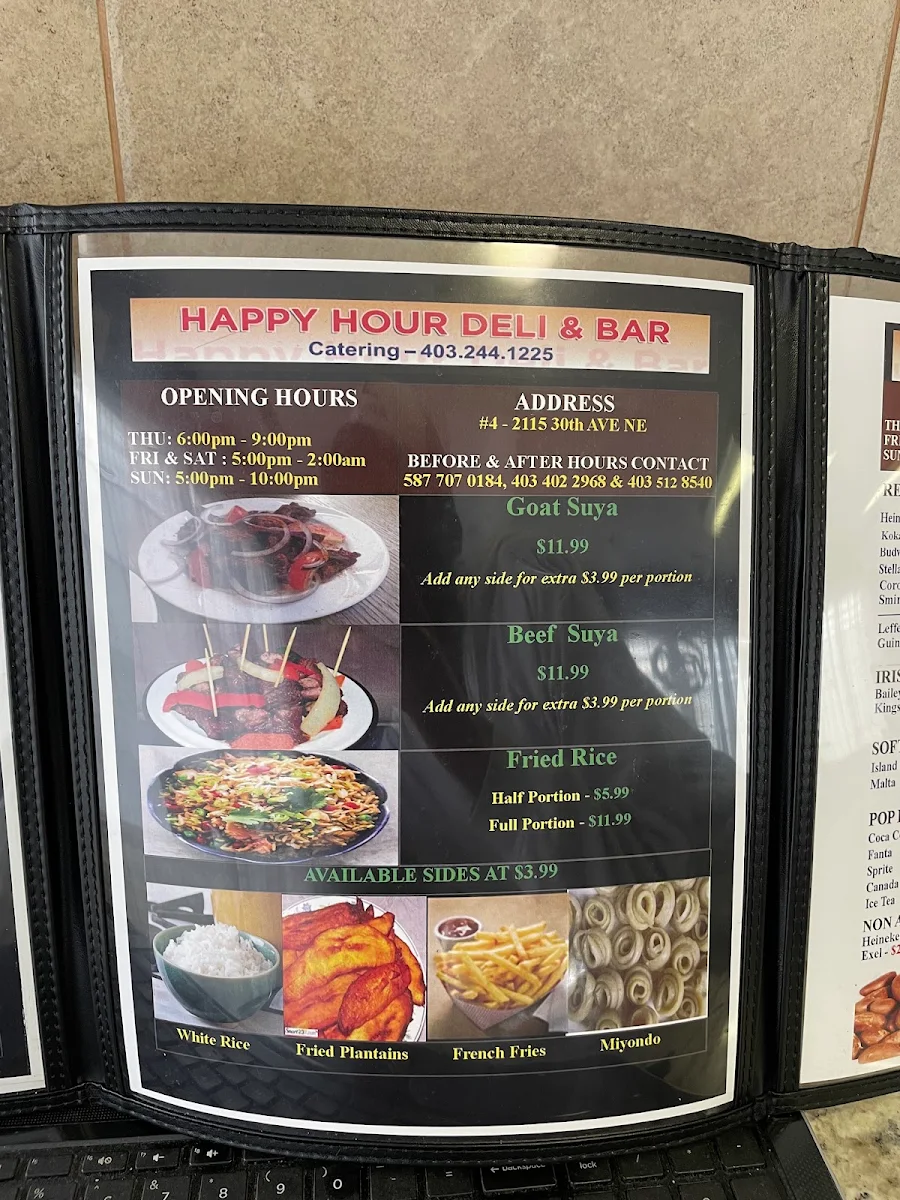 Menu, Happy Hour Deli & Bar