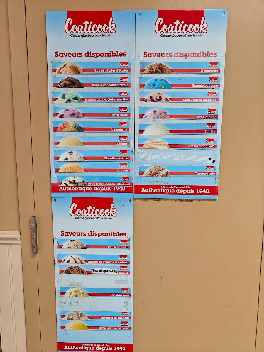 Menu, Laiterie de Coaticook ltée