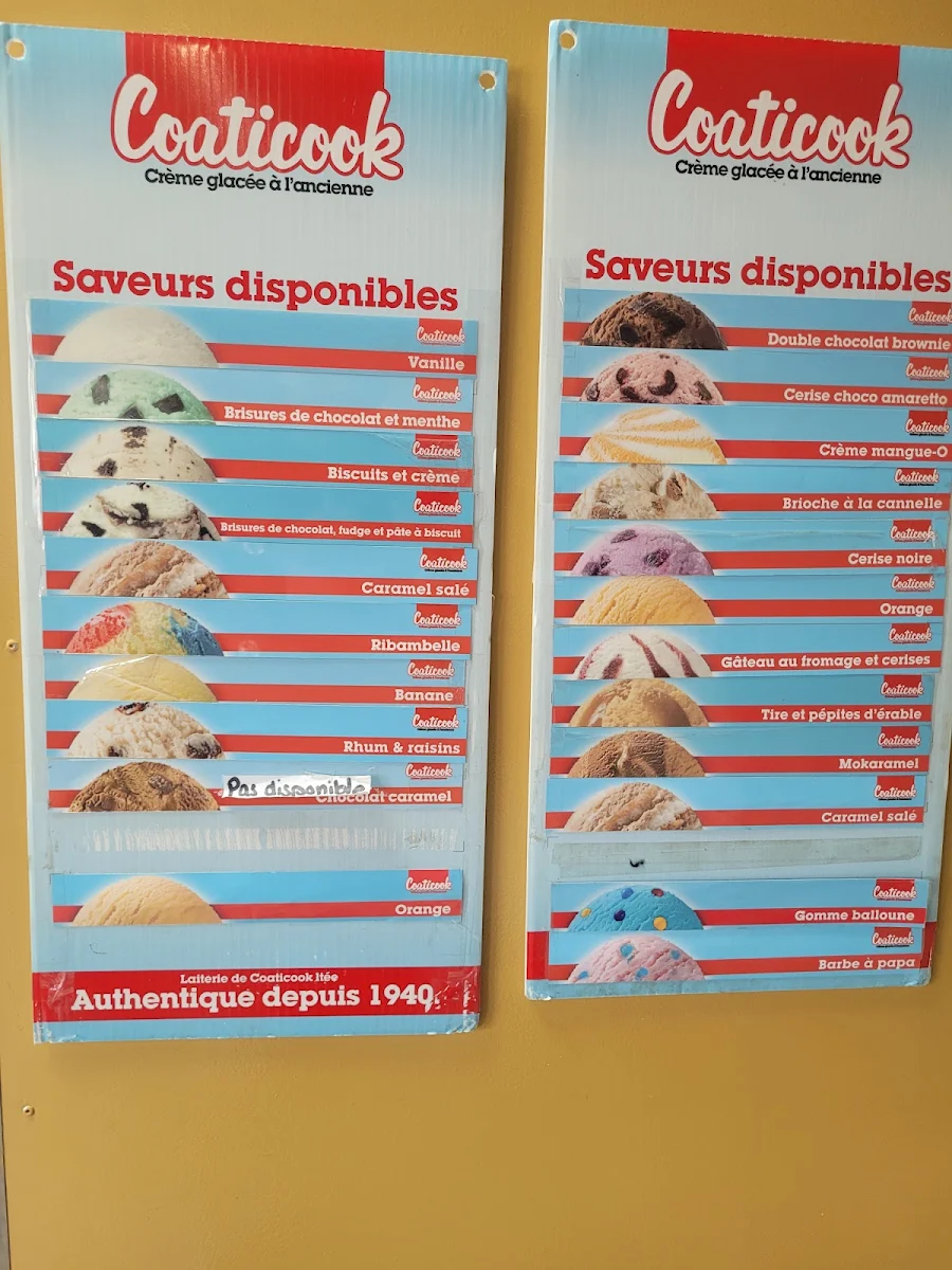 Menu, Laiterie de Coaticook ltée