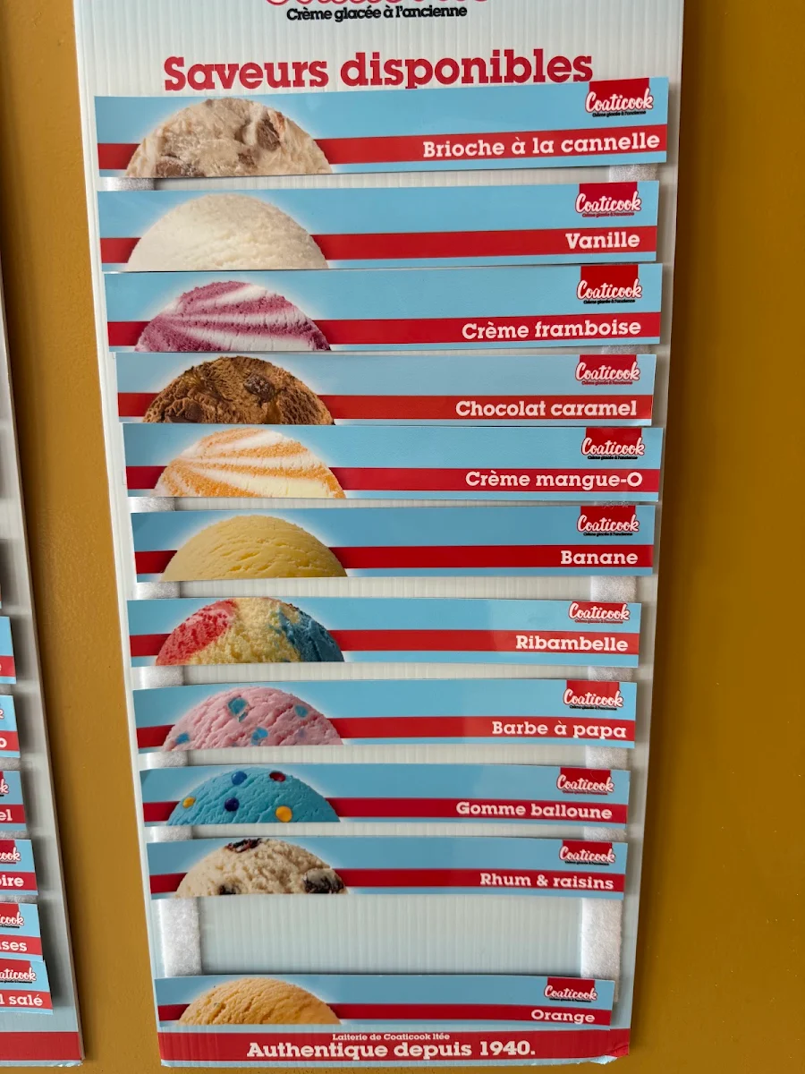 Menu, Laiterie de Coaticook ltée