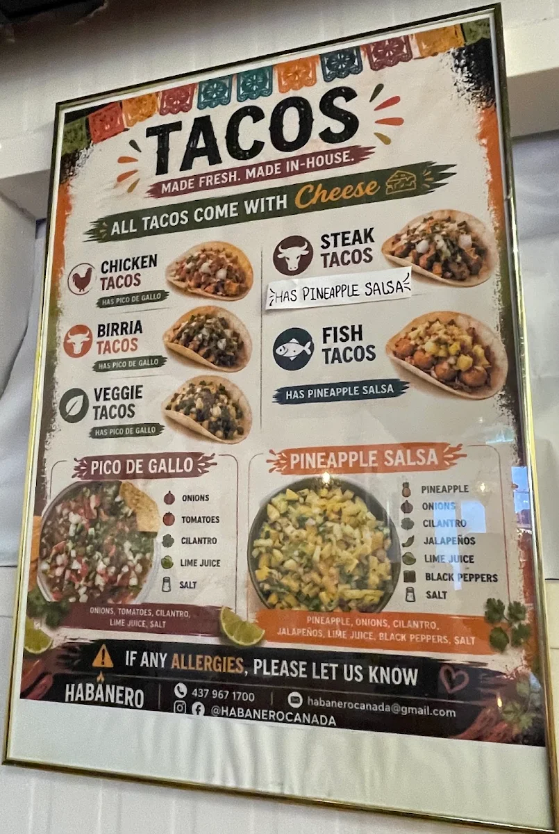 Menu, Habanero