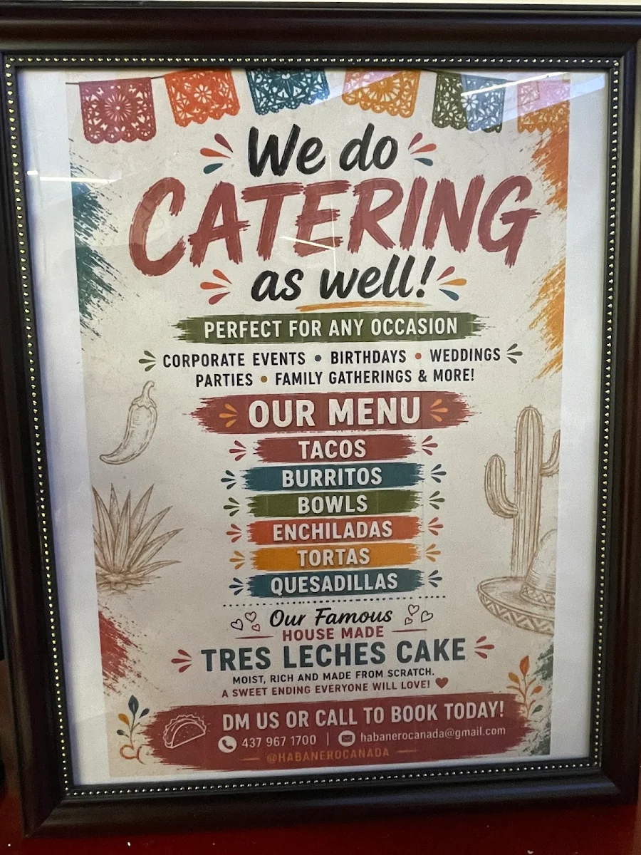 Menu, Habanero