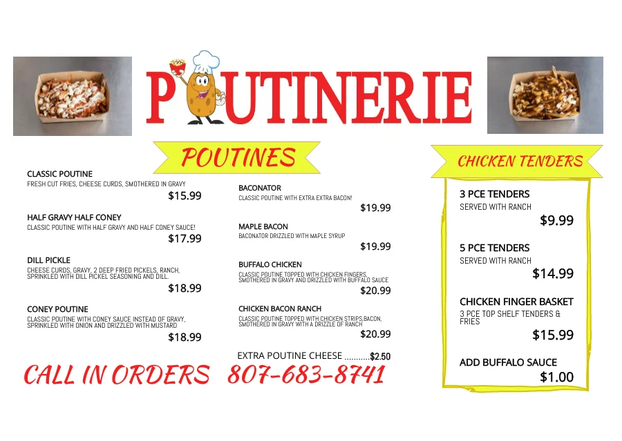 Menu, POUTINERIE - 445 HODDER AVENUE