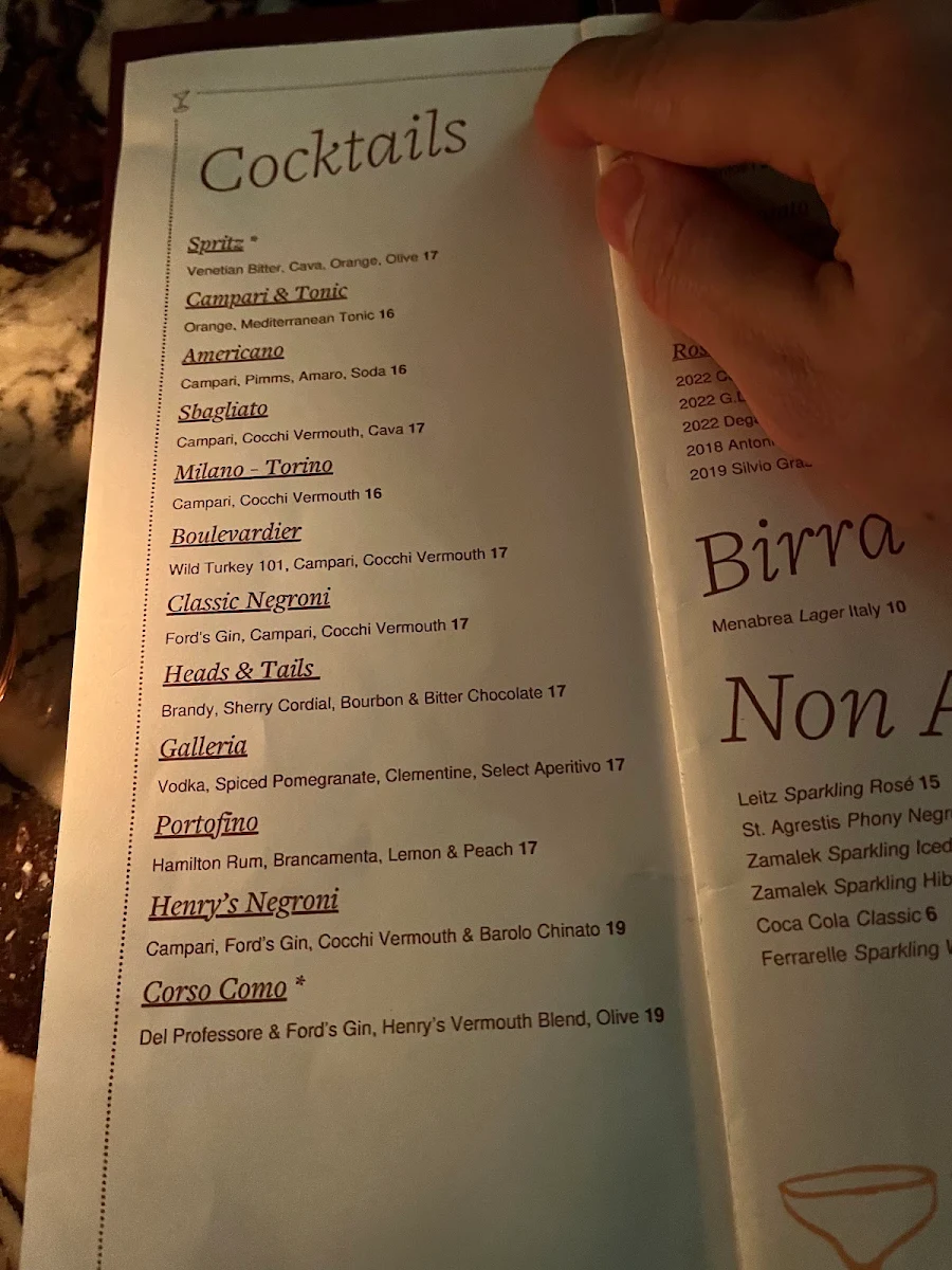 Menu, Bar Henry