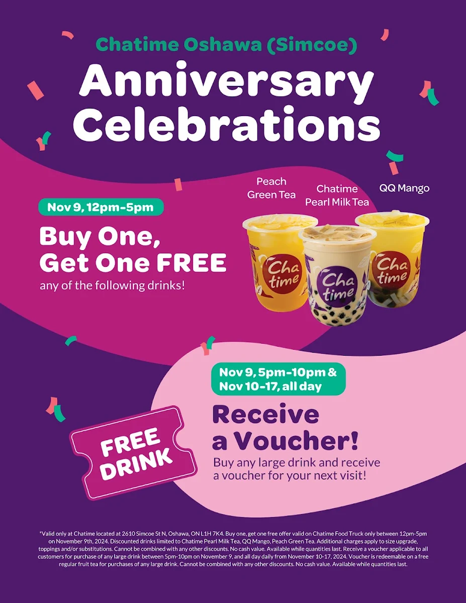 Menu, Chatime Bubble Tea