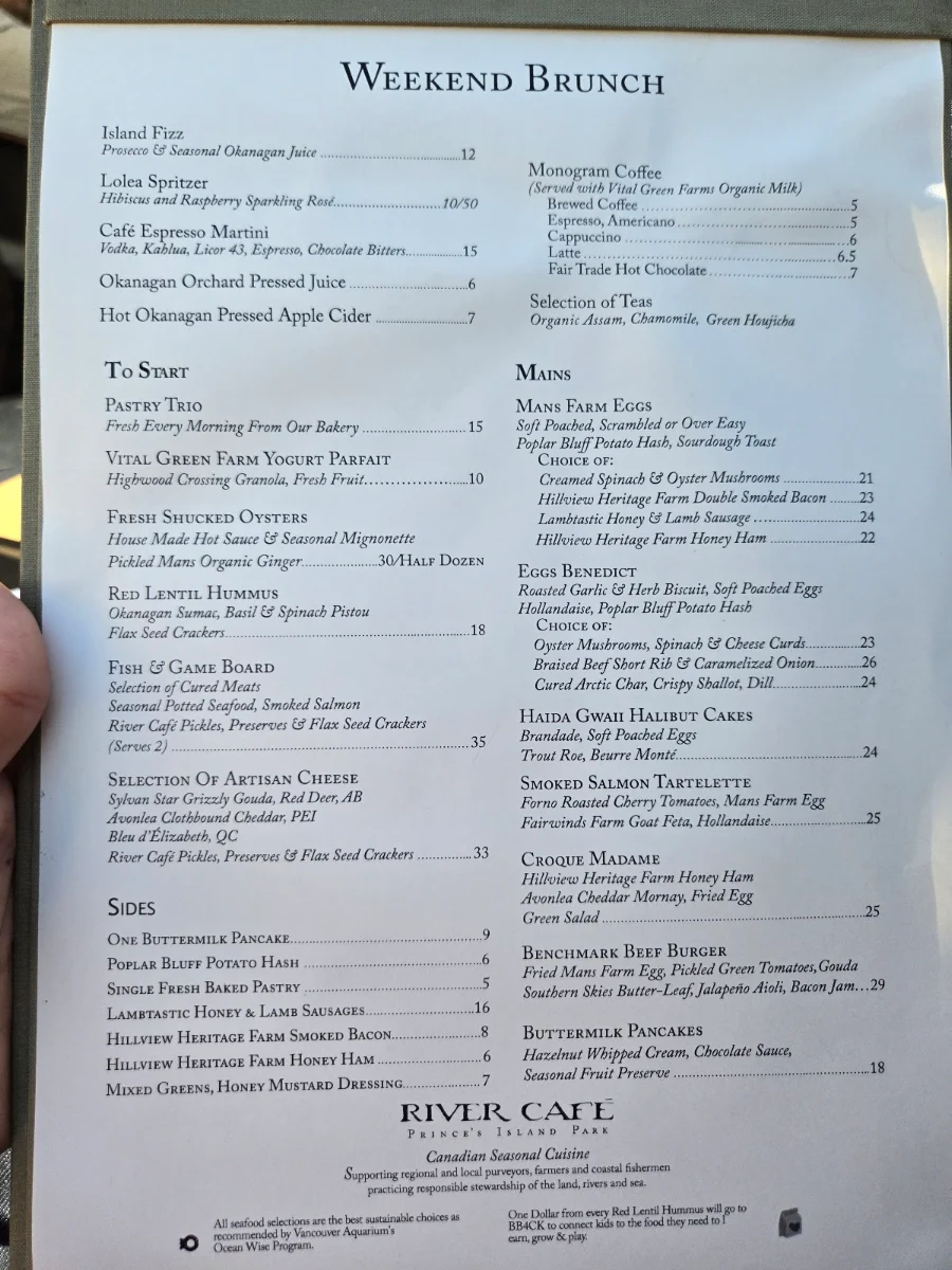 Menu, River Café