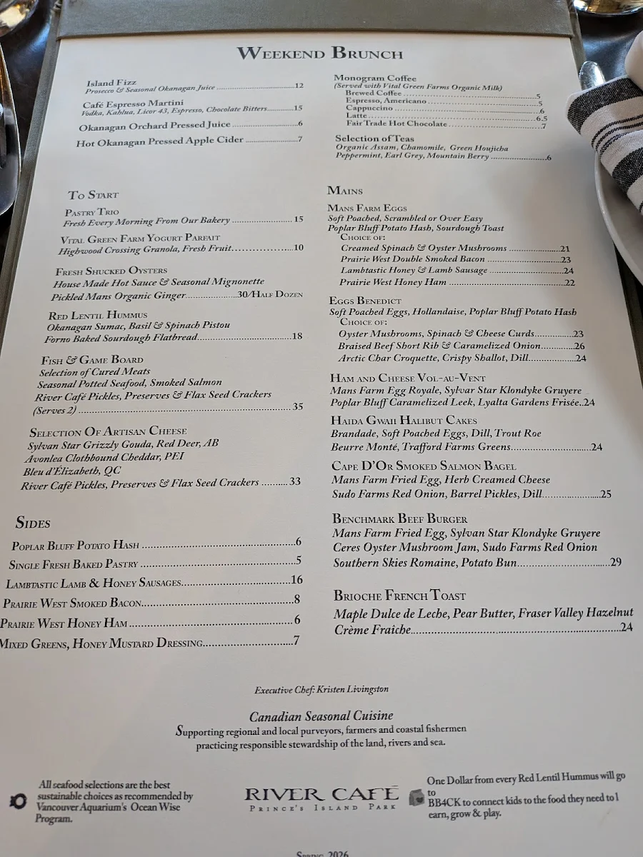 Menu, River Café