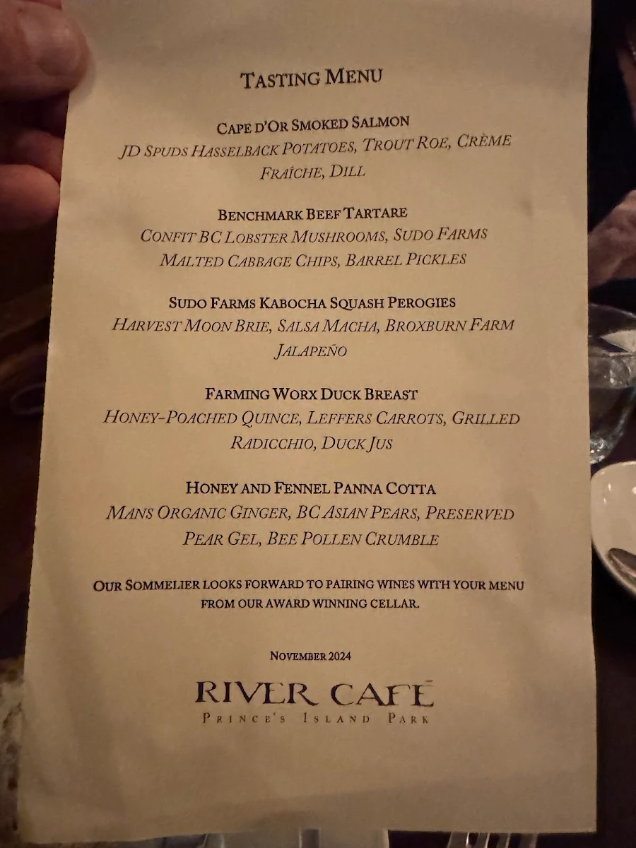 Menu, River Café