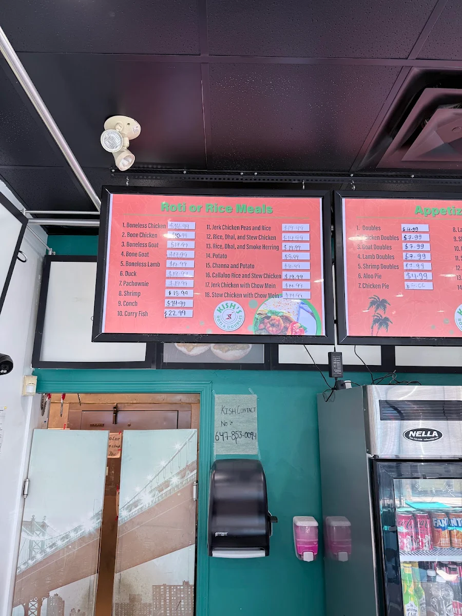 Menu, Kish’s Roti & Doubles