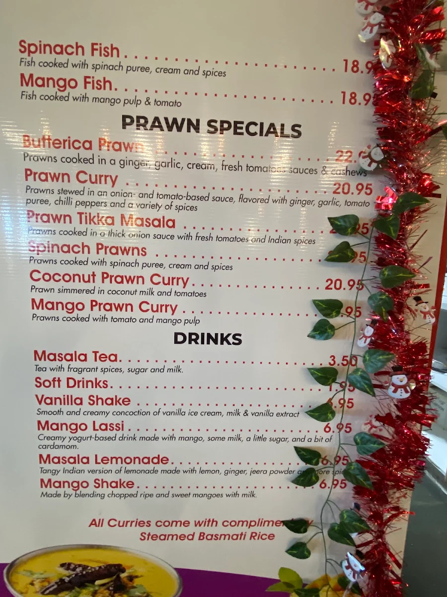 Menu, Butterica Indian Kitchen