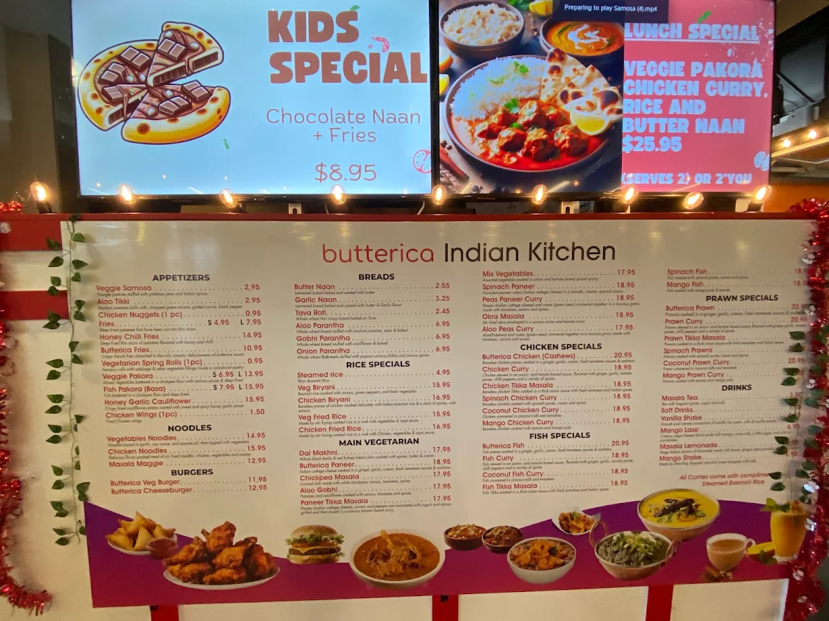 Menu, Butterica Indian Kitchen