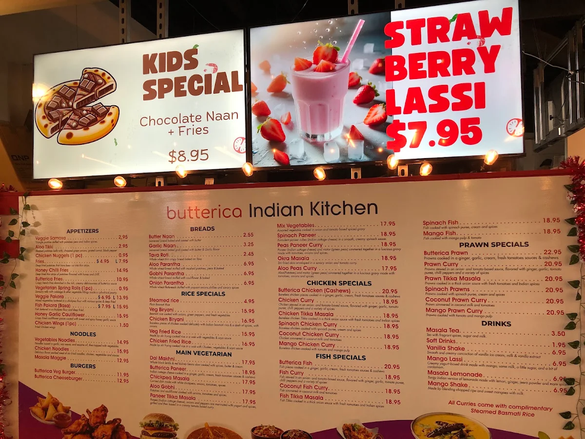 Menu, Butterica Indian Kitchen