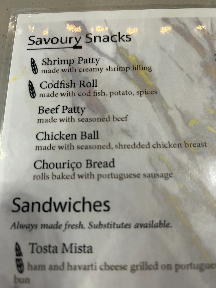 Menu, Nova Era Bakery & Pastry