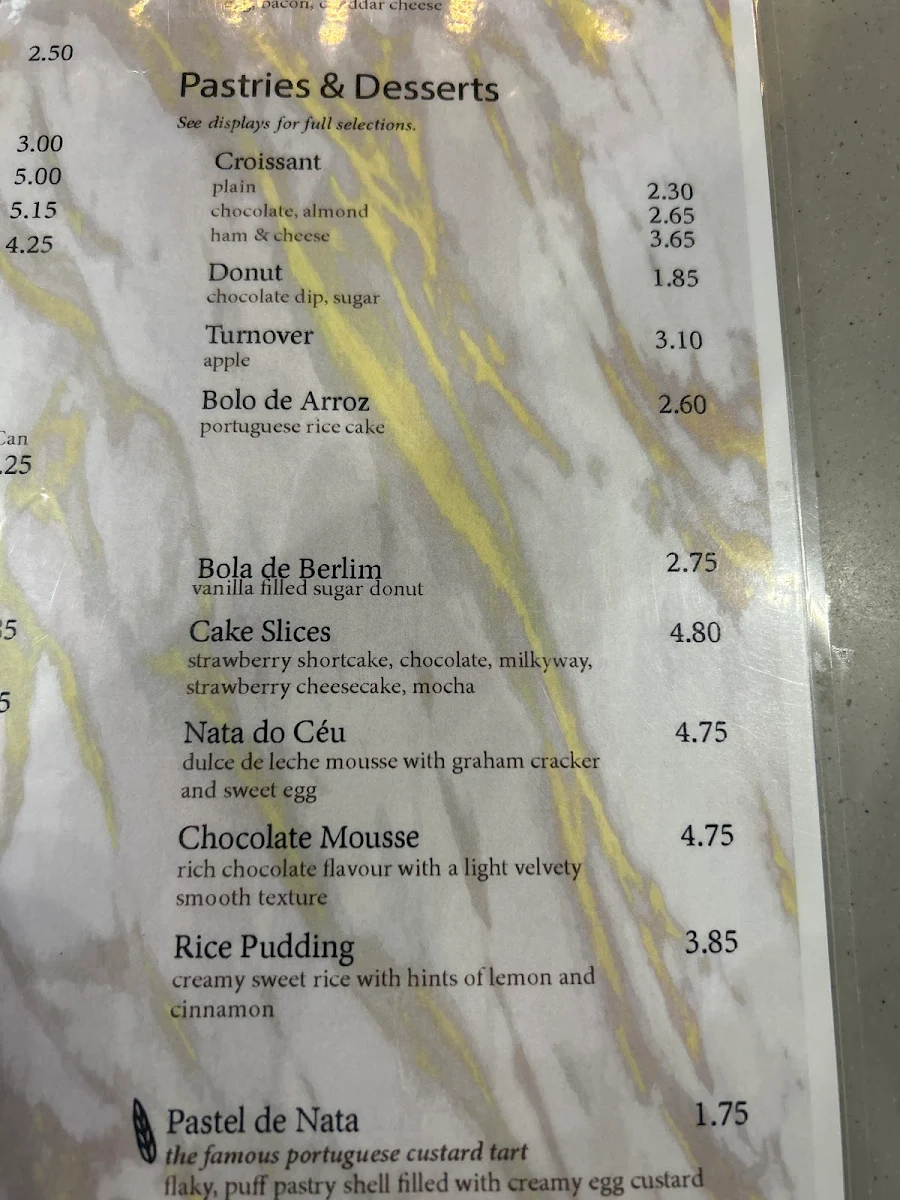 Menu, Nova Era Bakery & Pastry