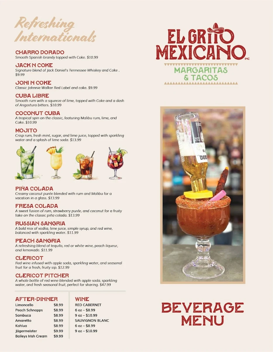 Menu, El Grito Mexicano