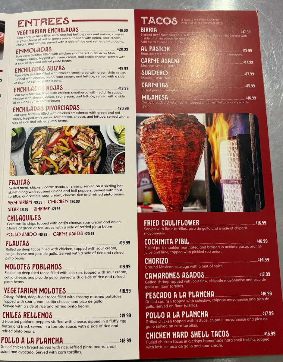 Menu, El Grito Mexicano